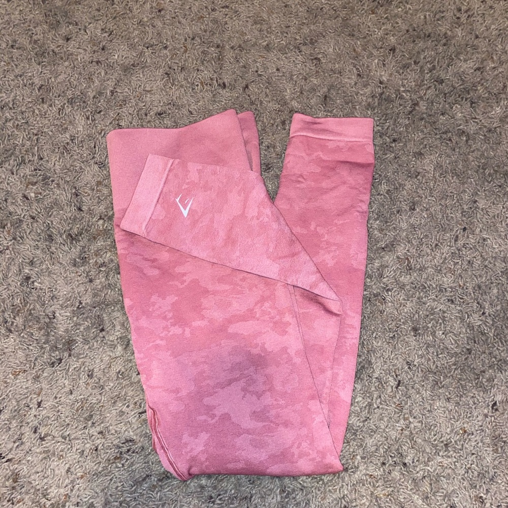 Pink Gymshark camo leggings
